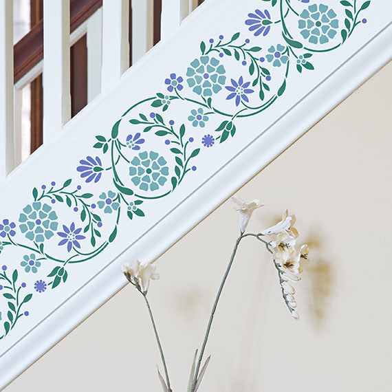 Indian Flower Wall & Furniture Border Stencil